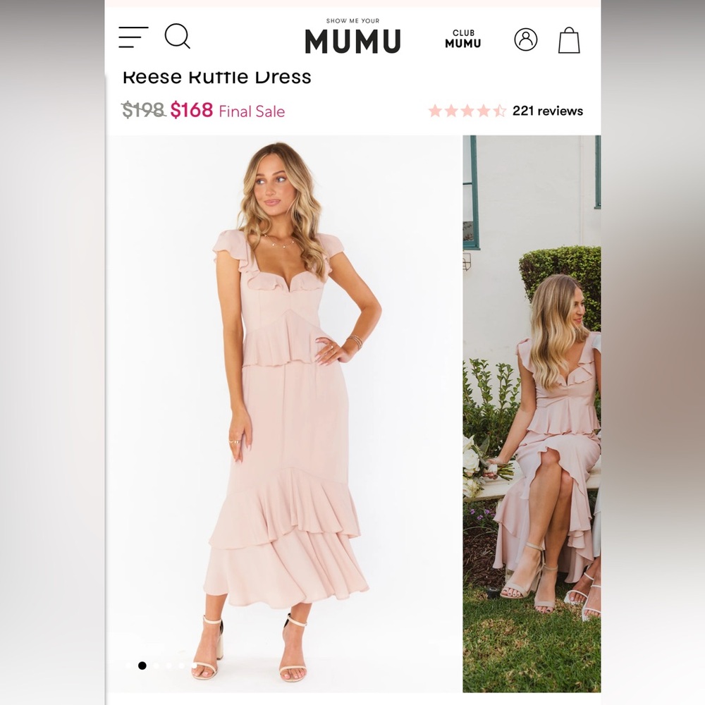 Show me your mumu Reese ruffle dress, Women’s light pink blush dress/bridesmaids